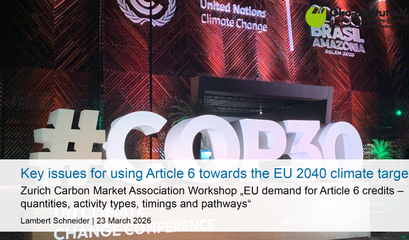 Key issues for using Article 6 towards the EU 2040 climate target (online and in person)